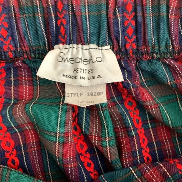 Sweater Loft Petites Medium Tartan Plaid Midi Skirt Red Green Blue Vintage USA - Picture 7 of 8